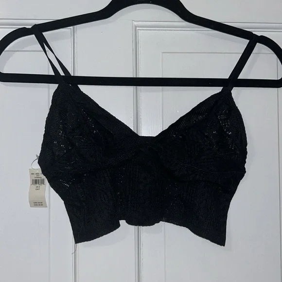 American Eagle By Aerie Real Power Wireless Push Up Paisley Lace Black Bra NEW - Picture 6 of 8